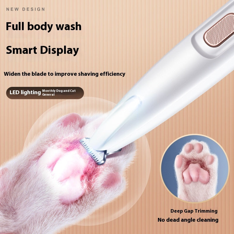 Waterproof Dog Paw Trimmer with LED Light – Pet Hair Clippers for Grooming | LED Display, Widened Blade, Rechargeable & Cordless