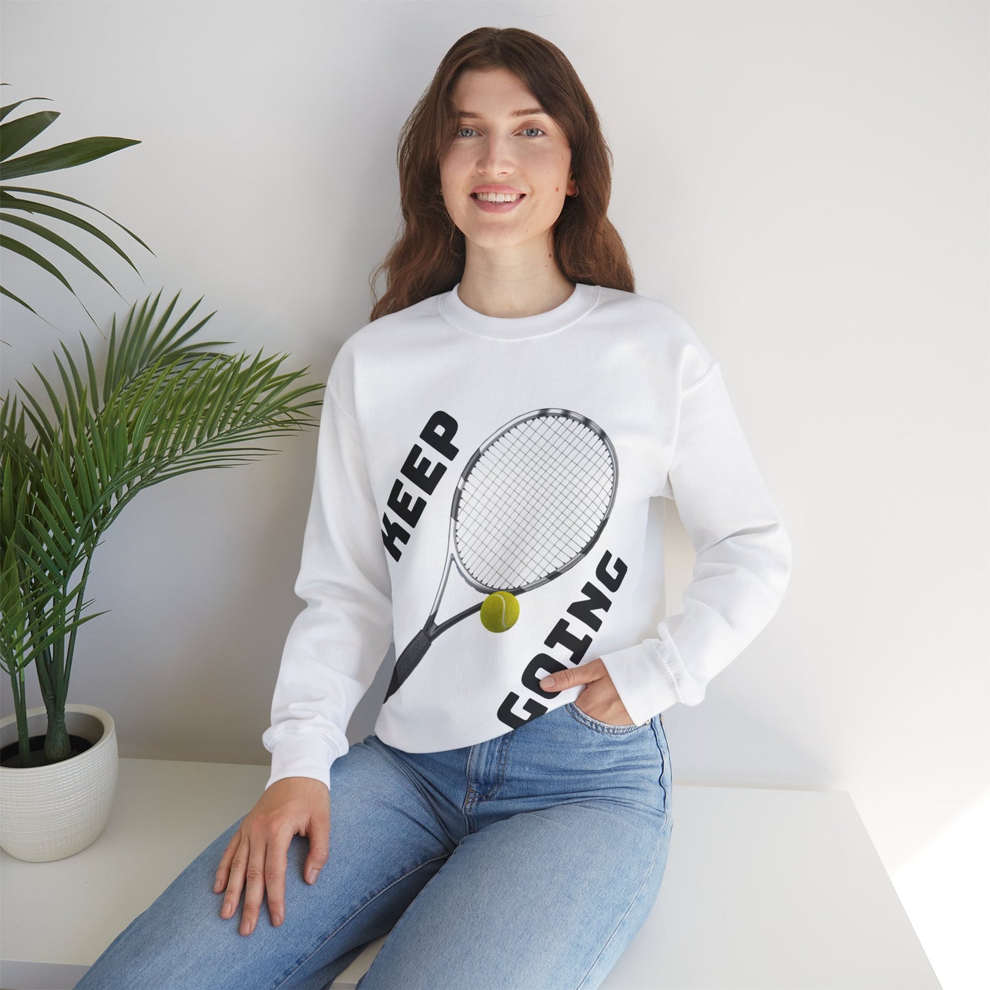 Keep Going - Unisex Tennis Sweatshirt, Heavy Blend Crewneck for Tennis Lovers, Motivational Sports Apparel