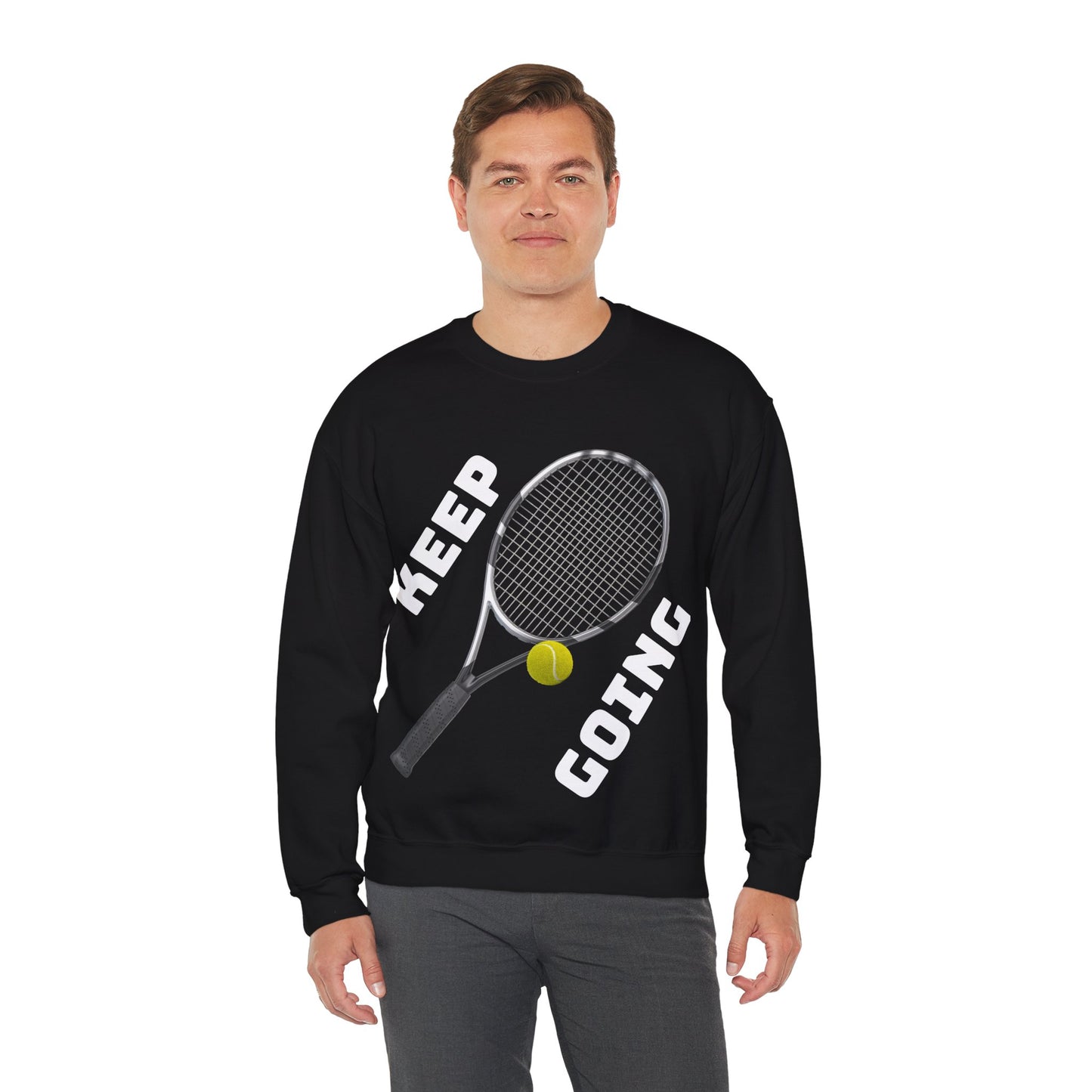 Keep Going - Unisex Tennis Sweatshirt, Heavy Blend Crewneck for Tennis Lovers, Motivational Sports Apparel