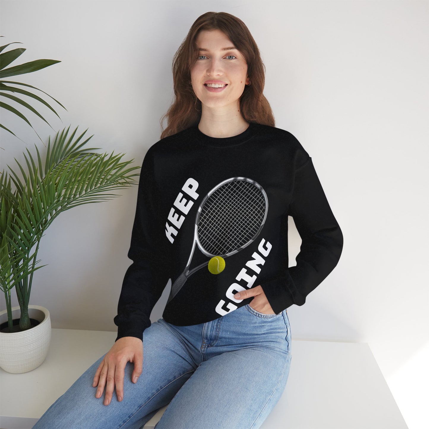 Keep Going - Unisex Tennis Sweatshirt, Heavy Blend Crewneck for Tennis Lovers, Motivational Sports Apparel