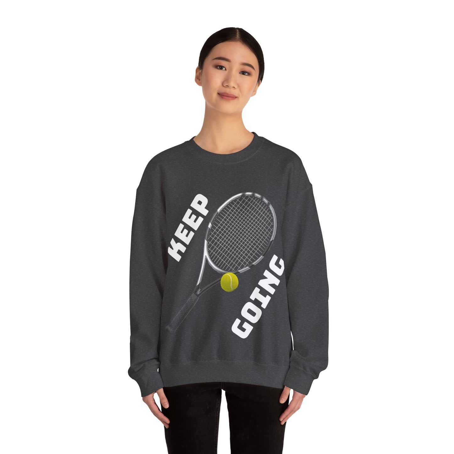 Keep Going - Unisex Tennis Sweatshirt, Heavy Blend Crewneck for Tennis Lovers, Motivational Sports Apparel