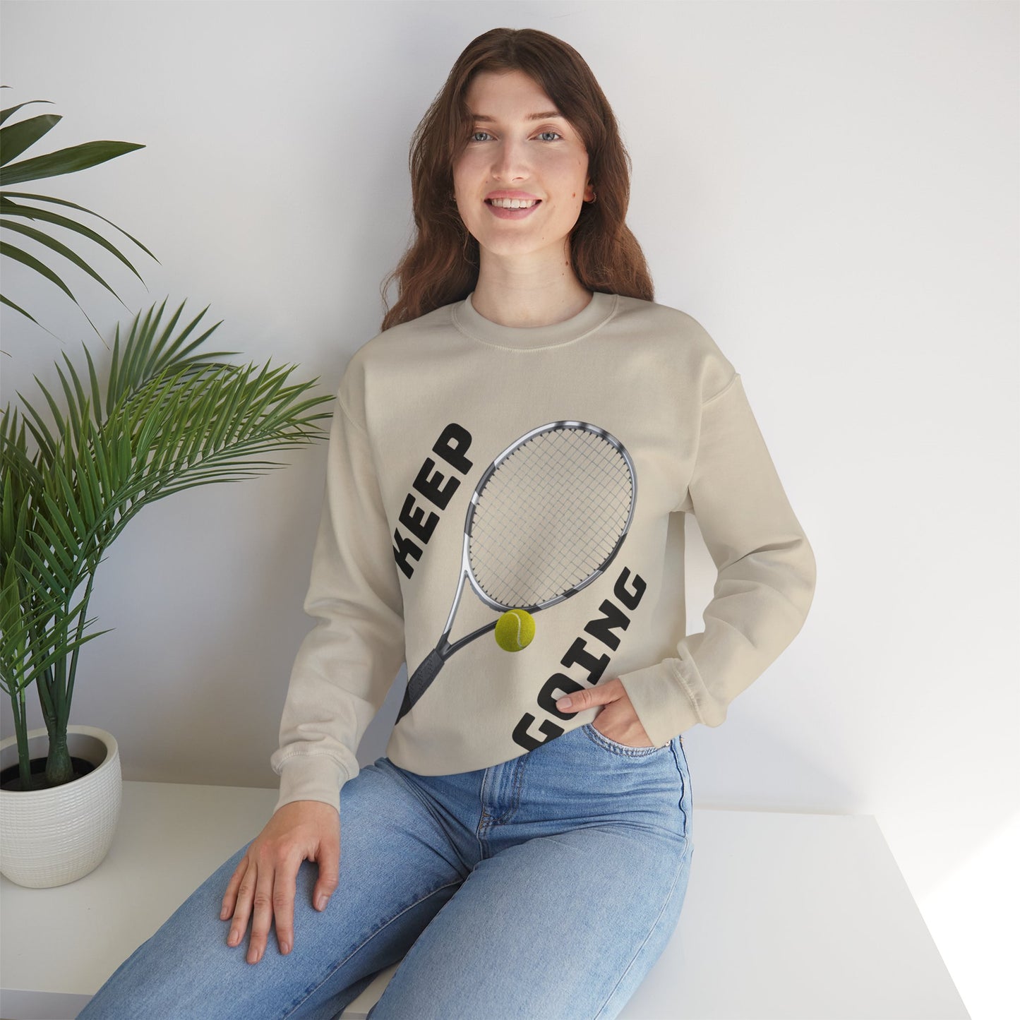 Keep Going - Unisex Tennis Sweatshirt, Heavy Blend Crewneck for Tennis Lovers, Motivational Sports Apparel