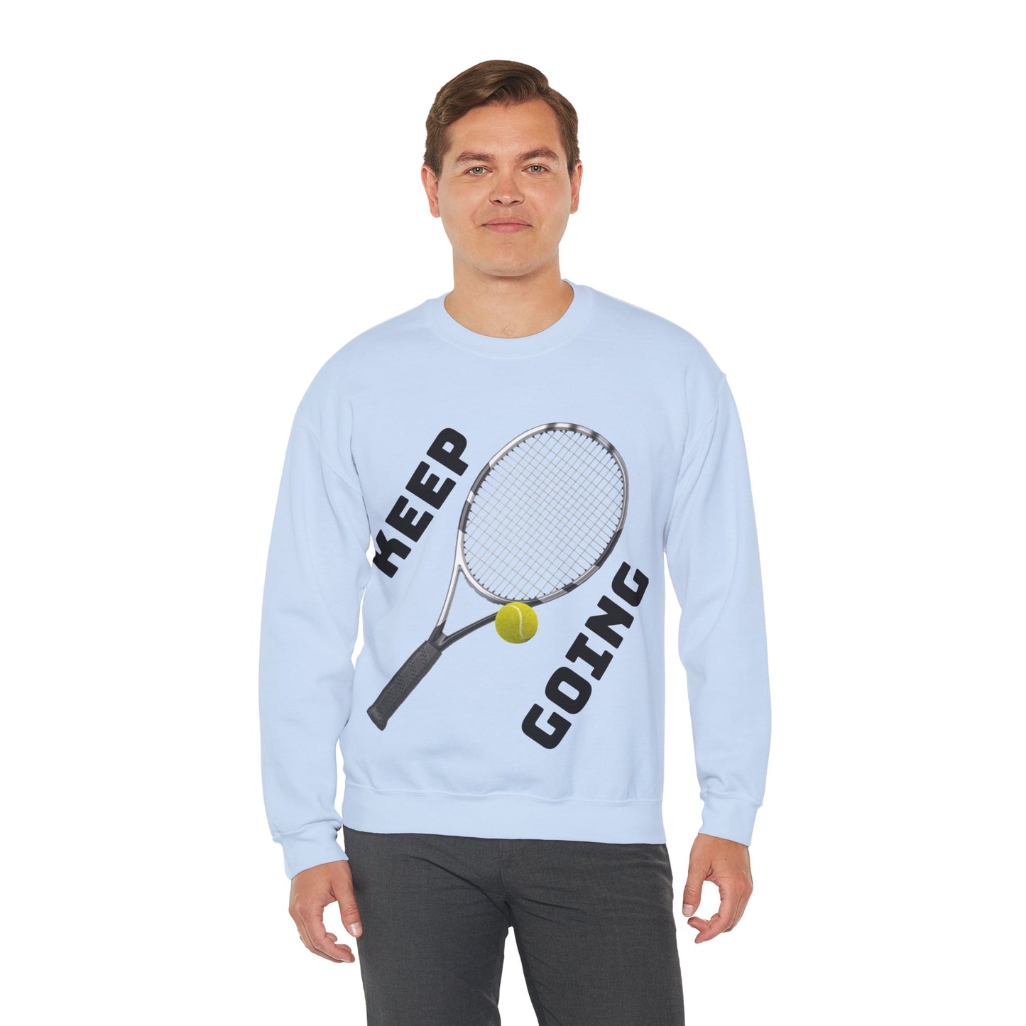 Keep Going - Unisex Tennis Sweatshirt, Heavy Blend Crewneck for Tennis Lovers, Motivational Sports Apparel