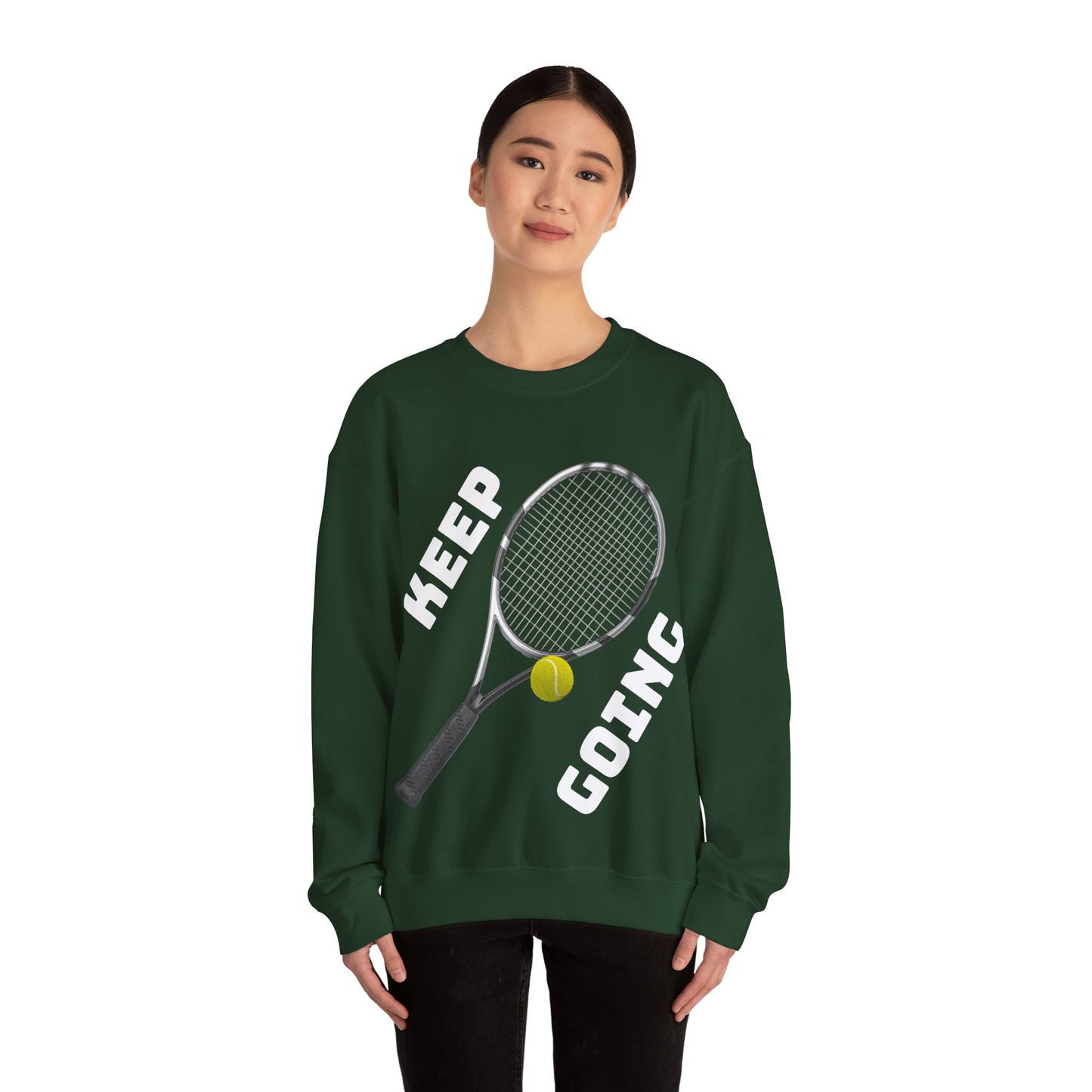 Keep Going - Unisex Tennis Sweatshirt, Heavy Blend Crewneck for Tennis Lovers, Motivational Sports Apparel