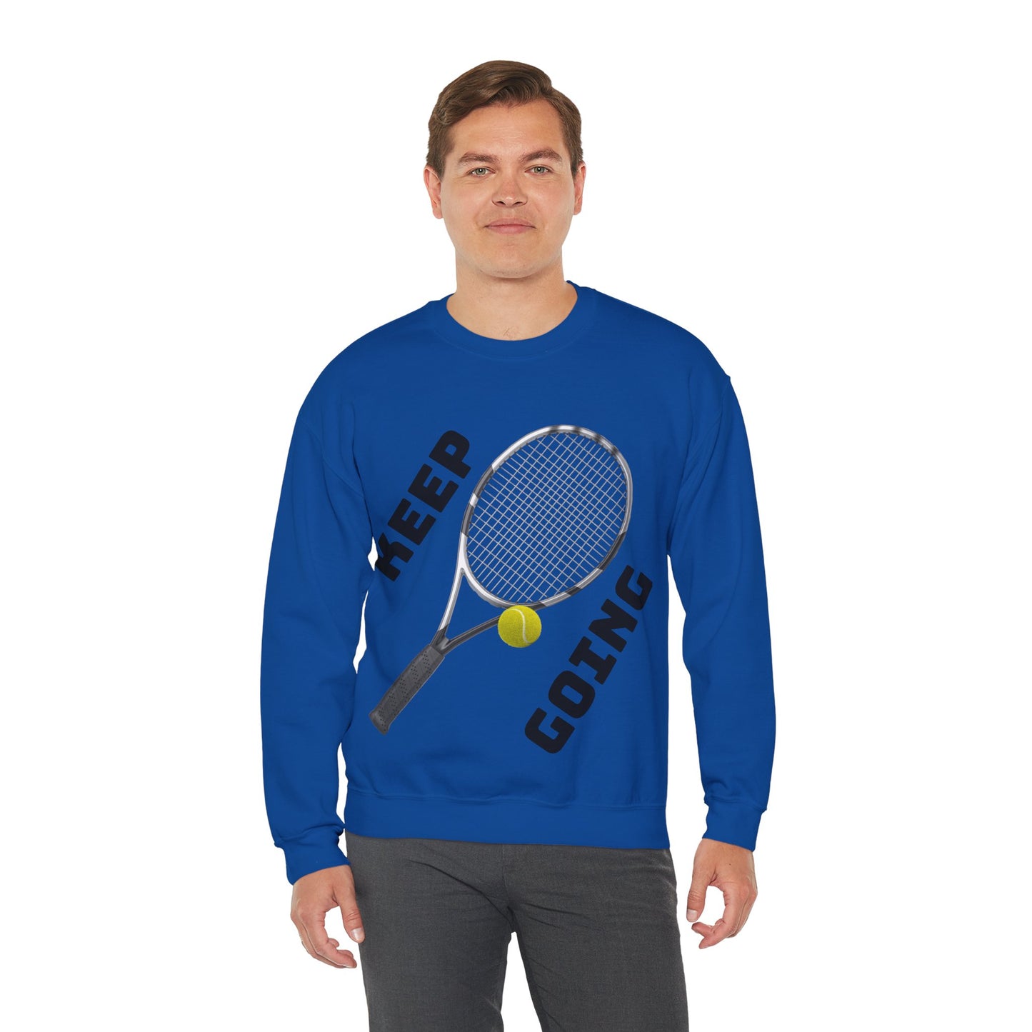 Keep Going - Unisex Tennis Sweatshirt, Heavy Blend Crewneck for Tennis Lovers, Motivational Sports Apparel