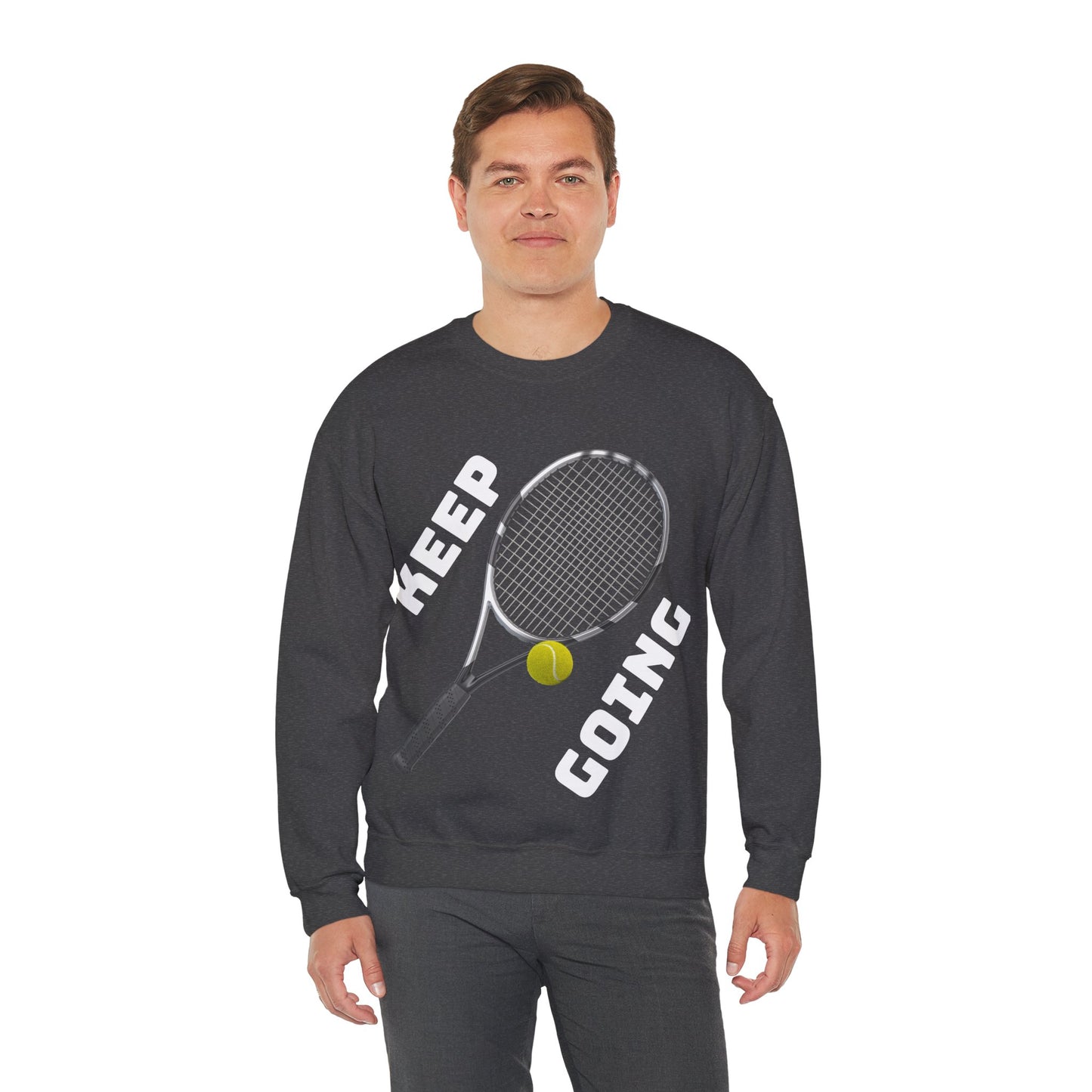 Keep Going - Unisex Tennis Sweatshirt, Heavy Blend Crewneck for Tennis Lovers, Motivational Sports Apparel