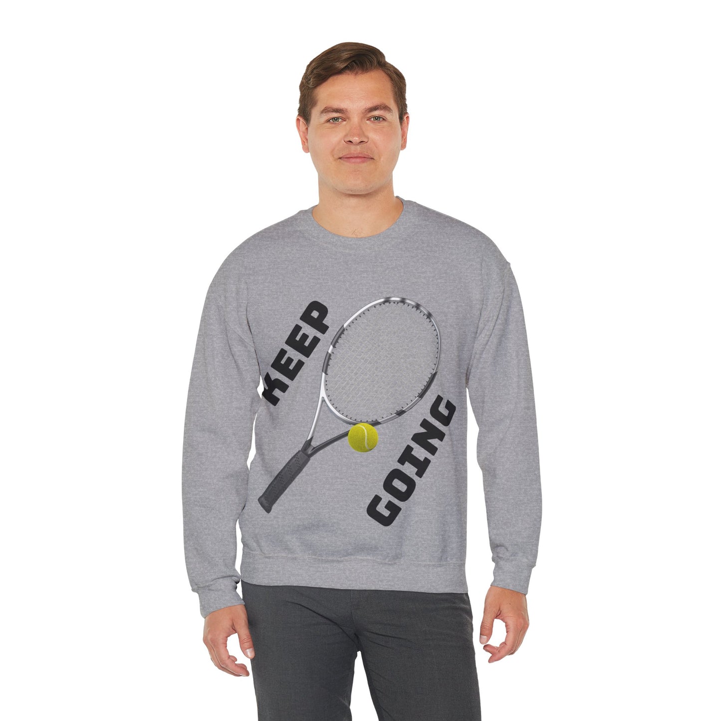 Keep Going - Unisex Tennis Sweatshirt, Heavy Blend Crewneck for Tennis Lovers, Motivational Sports Apparel