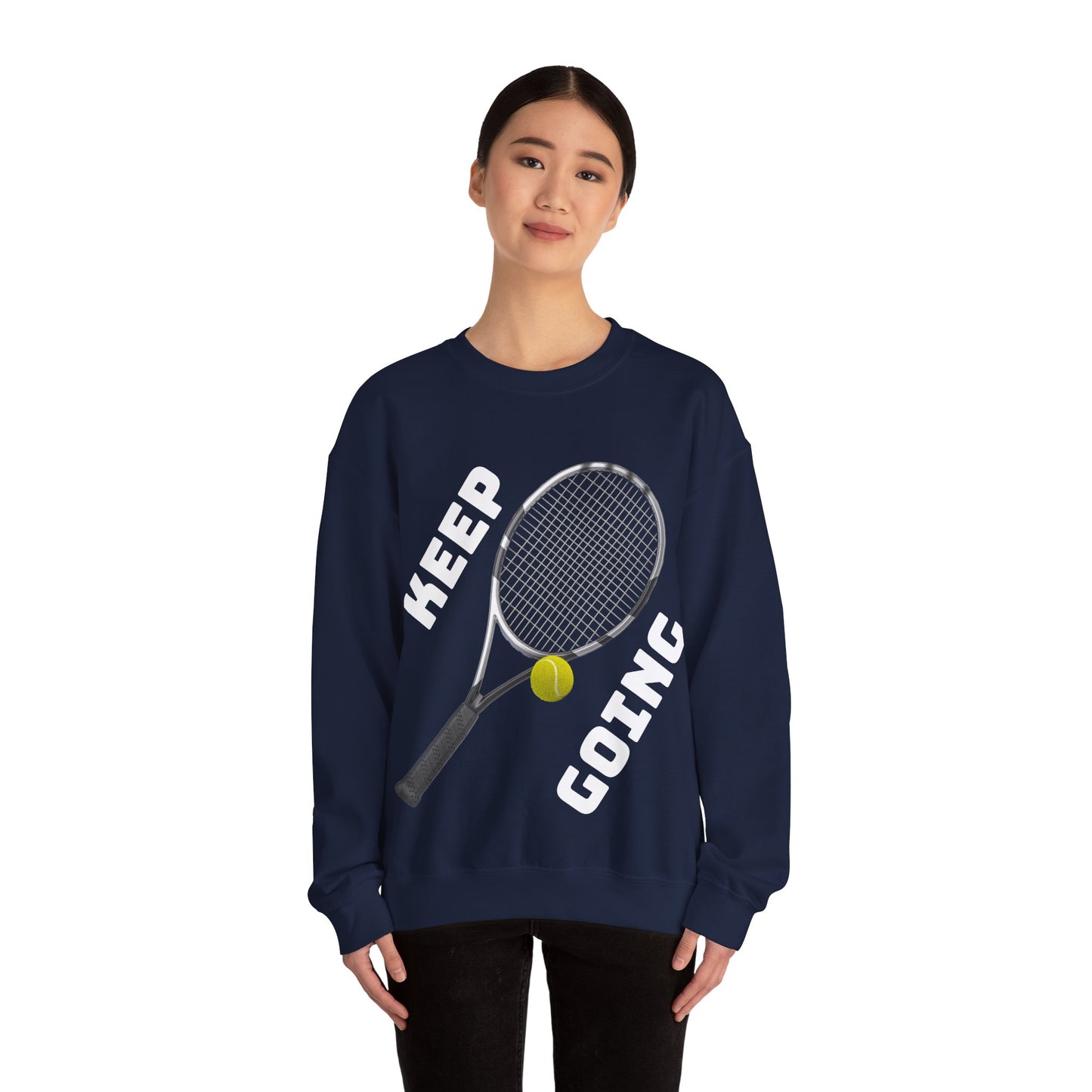 Keep Going - Unisex Tennis Sweatshirt, Heavy Blend Crewneck for Tennis Lovers, Motivational Sports Apparel