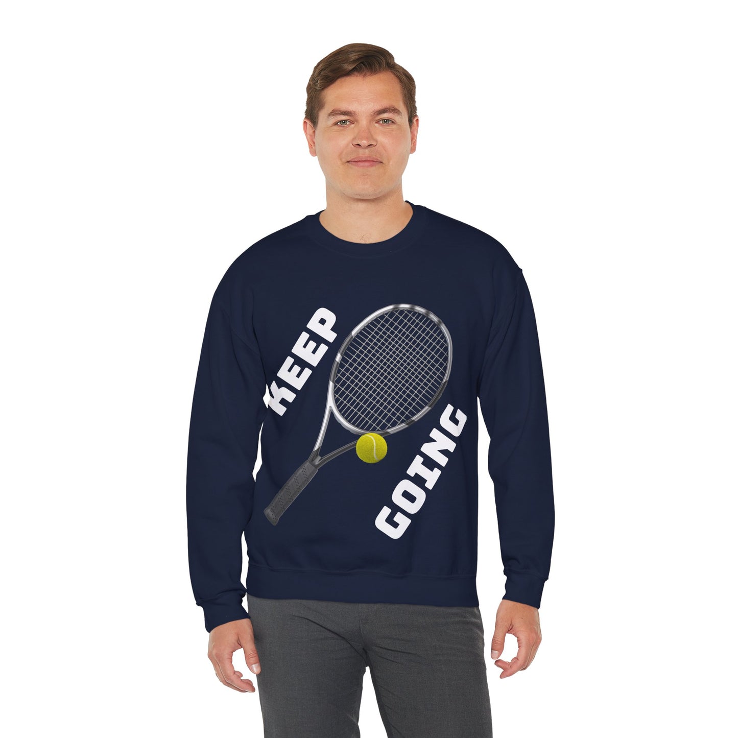 Keep Going - Unisex Tennis Sweatshirt, Heavy Blend Crewneck for Tennis Lovers, Motivational Sports Apparel