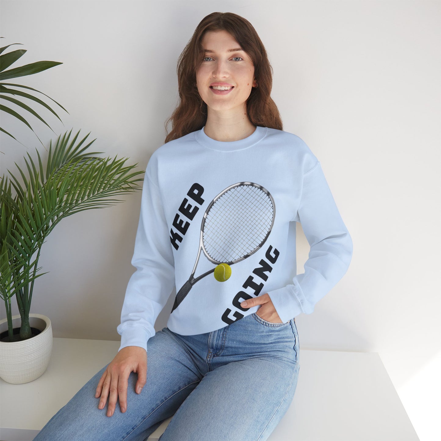 Keep Going - Unisex Tennis Sweatshirt, Heavy Blend Crewneck for Tennis Lovers, Motivational Sports Apparel