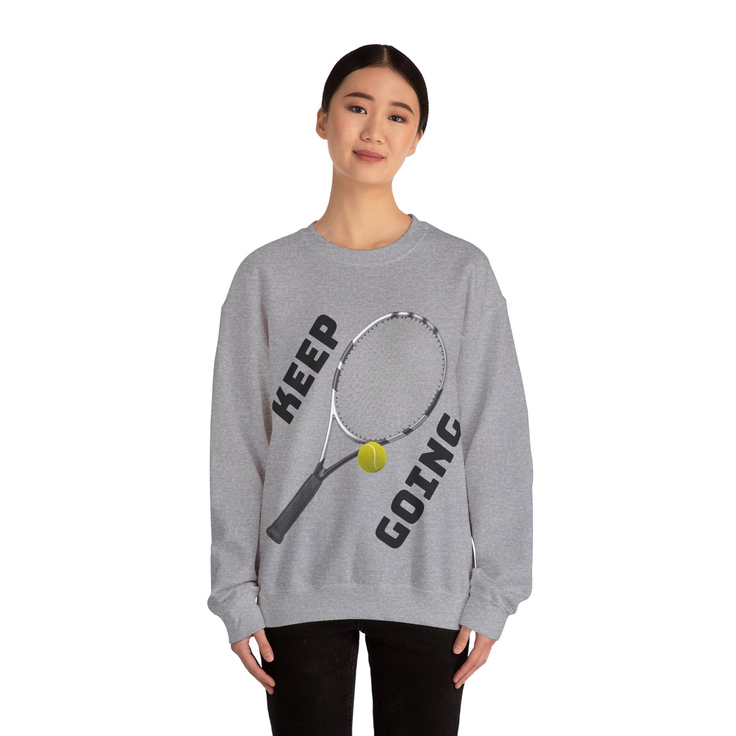 Keep Going - Unisex Tennis Sweatshirt, Heavy Blend Crewneck for Tennis Lovers, Motivational Sports Apparel