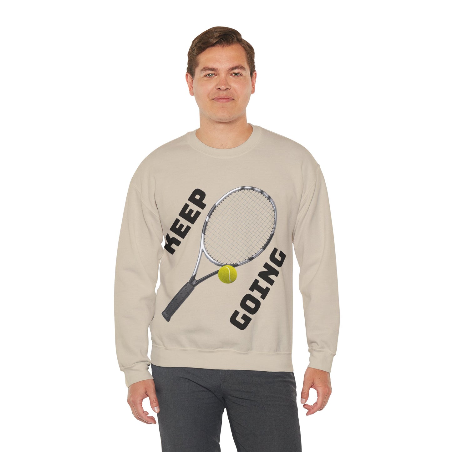 Keep Going - Unisex Tennis Sweatshirt, Heavy Blend Crewneck for Tennis Lovers, Motivational Sports Apparel