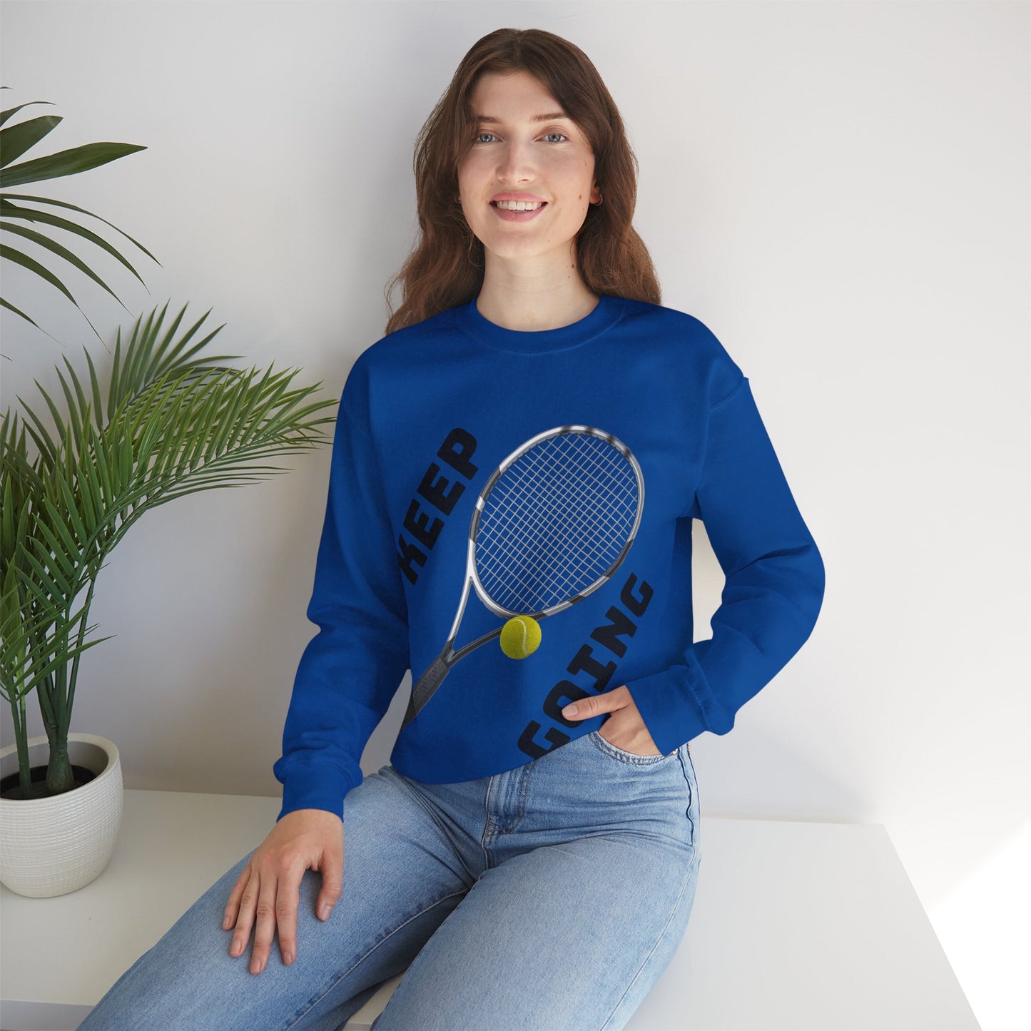 Keep Going - Unisex Tennis Sweatshirt, Heavy Blend Crewneck for Tennis Lovers, Motivational Sports Apparel