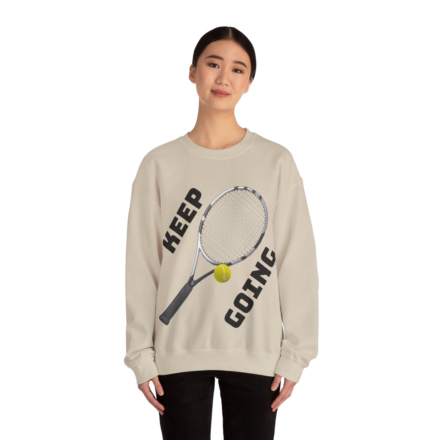 Keep Going - Unisex Tennis Sweatshirt, Heavy Blend Crewneck for Tennis Lovers, Motivational Sports Apparel