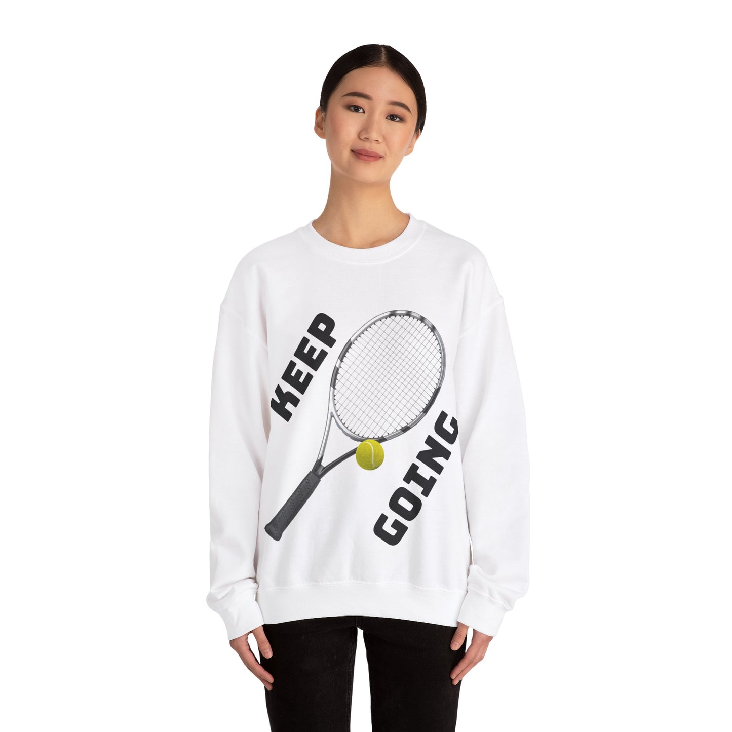 Keep Going - Unisex Tennis Sweatshirt, Heavy Blend Crewneck for Tennis Lovers, Motivational Sports Apparel