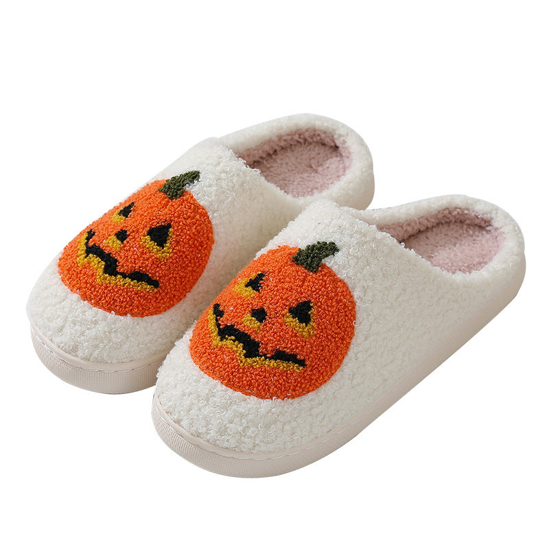 Halloween Pumpkin Cartoon Slippers – Cozy Winter House Shoes for Couples | Warm, Non-Slip Indoor Footwear for Men & Women