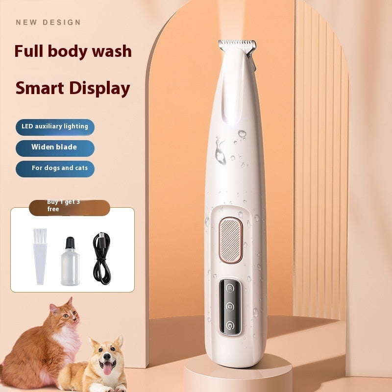 Waterproof Dog Paw Trimmer with LED Light – Pet Hair Clippers for Grooming | LED Display, Widened Blade, Rechargeable & Cordless