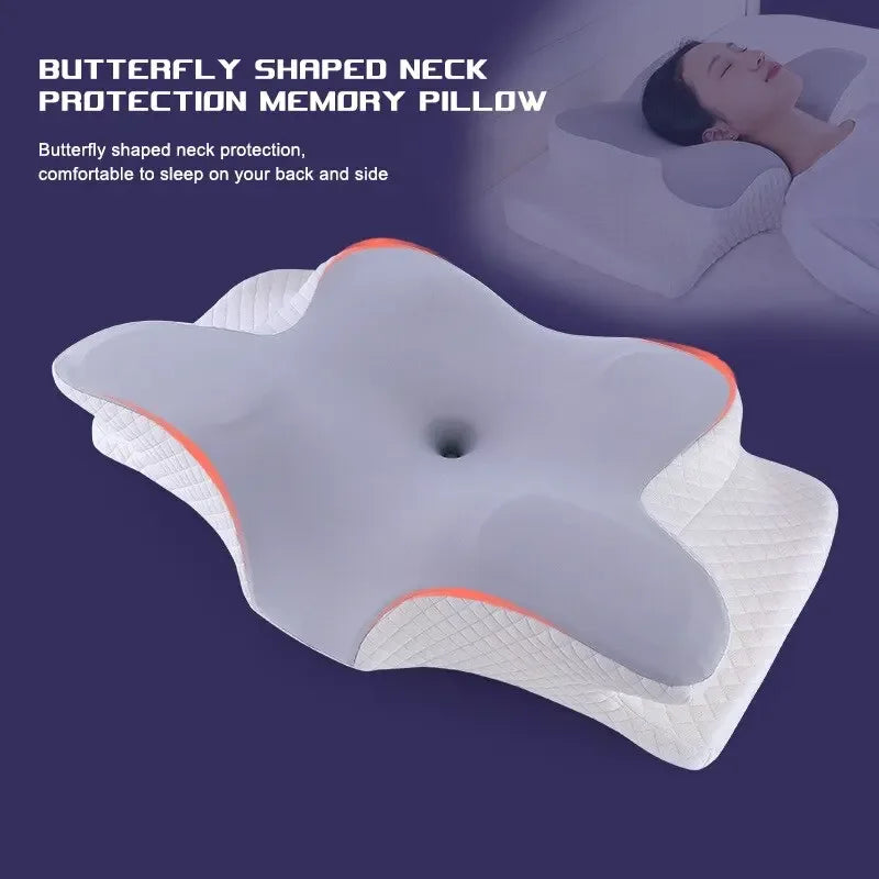 Memory Foam Butterfly Pillow – Orthopedic Cervical Pillow for Neck Pain Relief, Slow Rebound, Ergonomic Support, Comfortable Sleep