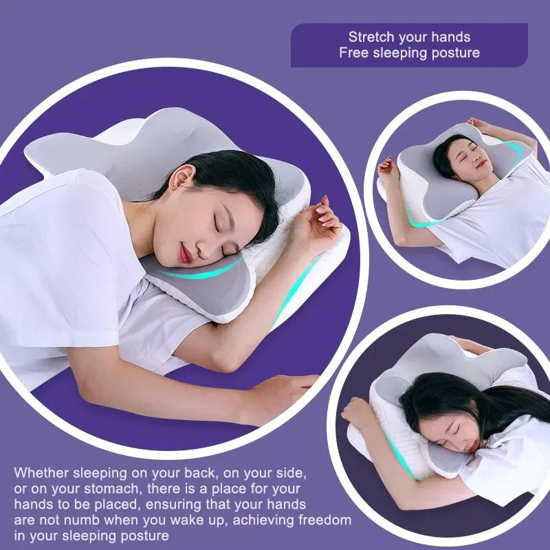 Memory Foam Butterfly Pillow – Orthopedic Cervical Pillow for Neck Pain Relief, Slow Rebound, Ergonomic Support, Comfortable Sleep