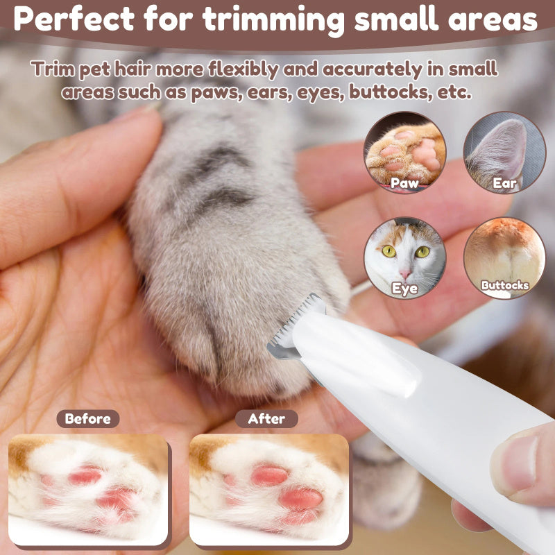 Waterproof Dog Paw Trimmer with LED Light – Pet Hair Clippers for Grooming | LED Display, Widened Blade, Rechargeable & Cordless